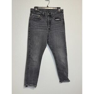 Levi's Premium 501 Women's Black Grey High Rise Button Fly Jeans Denim Size 27